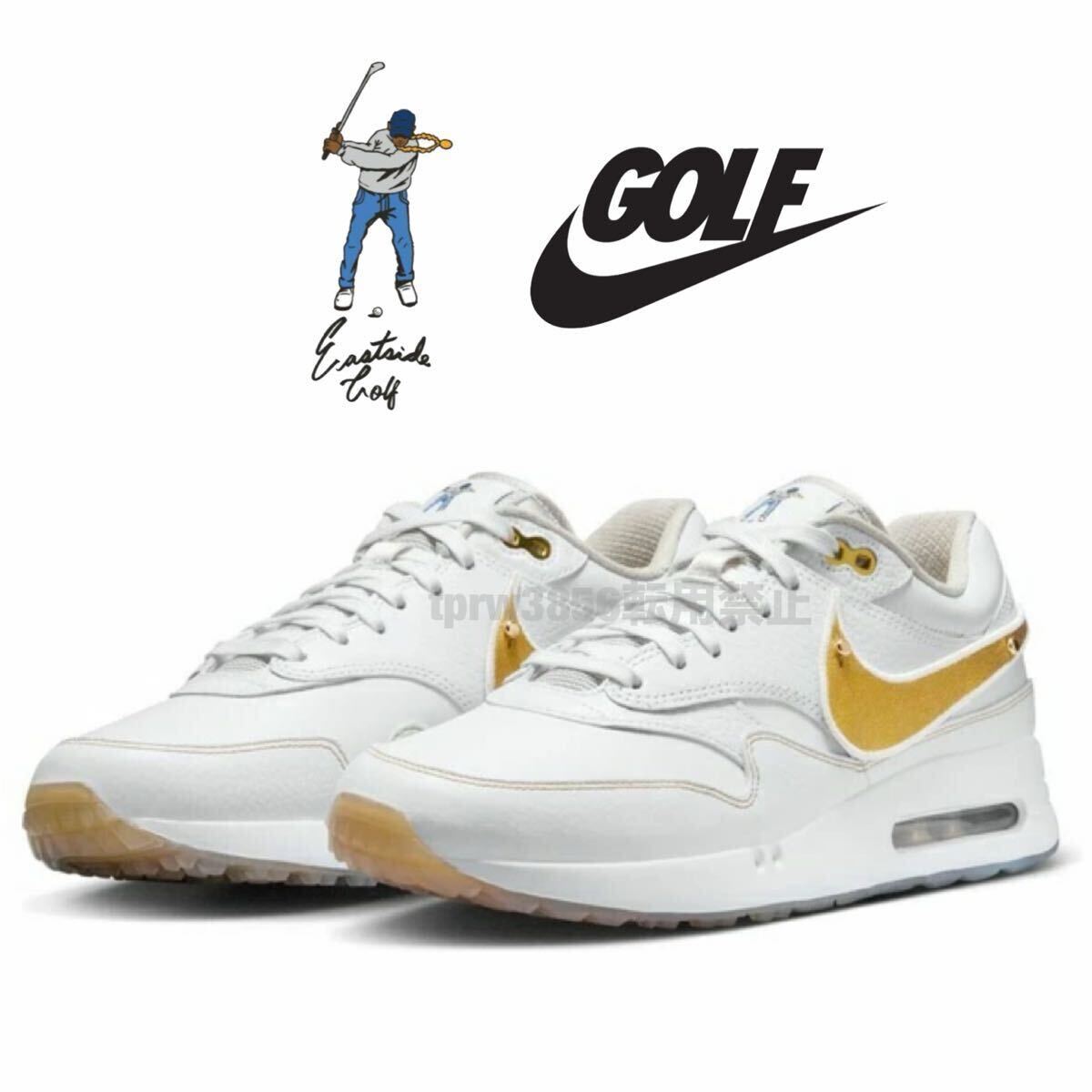 新品未使用 NIKE × EAST SIDE GOLF【25.5cm】コラボ ナイキ ゴルフ シューズ AIRMAX エアマックス スパイク ウェア 靴 スニーカー 白 3074拍卖