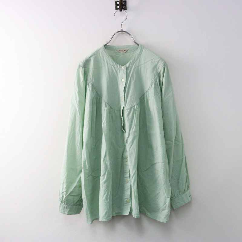 サマンサモスモス Samansa Mos2 SM2 切替ギャザーブラウス F/ミントグリーン チュニック 長袖 シャツ バンドカラー【2400014457001】拍卖