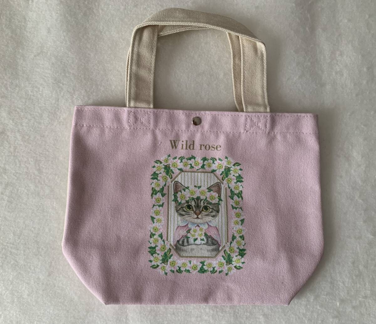 フェリシモ 猫部 Wild rose 猫柄 ミニトートバッグ /未使用品 トートバッグ ランチトート拍卖