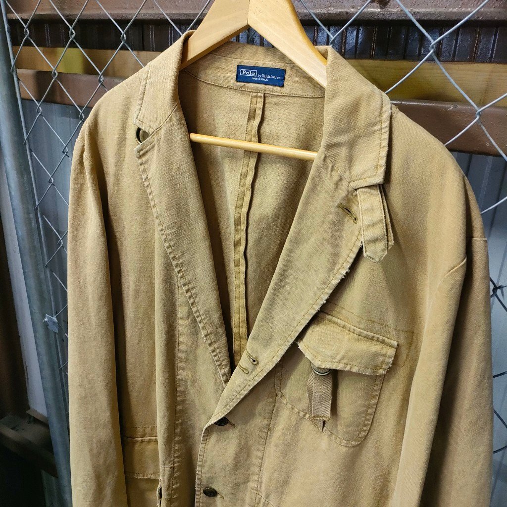 Polo Ralph Lauren ポロラルフローレン ジャケット アウター ダメージ加工 ミリタリー Lサイズ ベージュ キャメル 現状品 digjunk拍卖