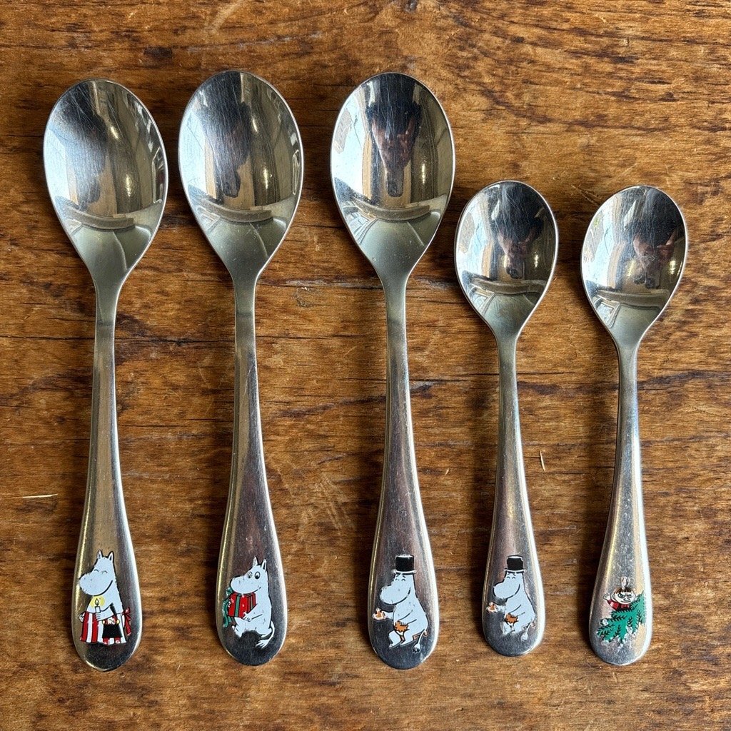 HACKMAN ハックマン ムーミンスプーン 大3×小2 計5本セット ムーミン パパ ママ ミー カラトリー 現状品 digjunkmarket拍卖