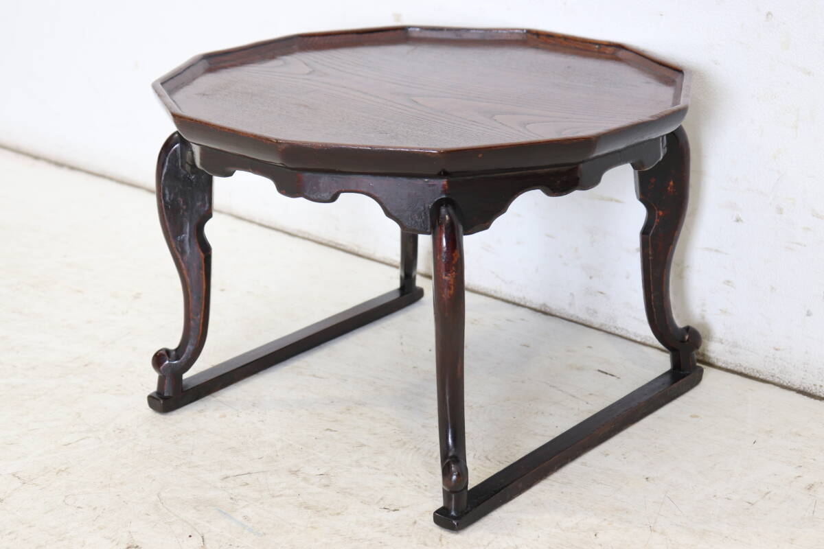 【希少・韓国家具】李朝家具 ソバン 八角膳 猫脚テーブル 飾り台 古民具 インテリア 和モダン(B)拍卖