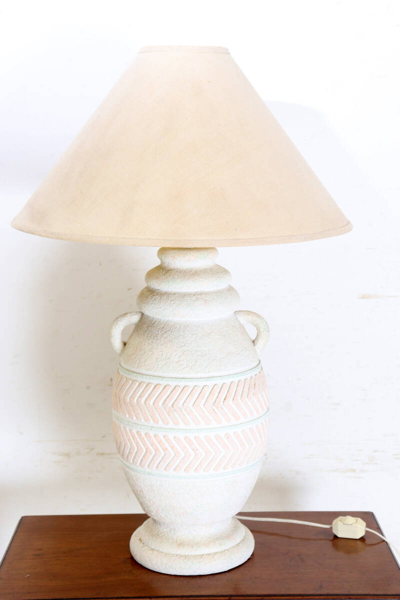 【壺型陶器ベース × ベージュシェード】南仏プロヴァンス風 ヴィンテージ テーブルランプ/E26対応・調光機能付き・ 間接照明 (A)拍卖