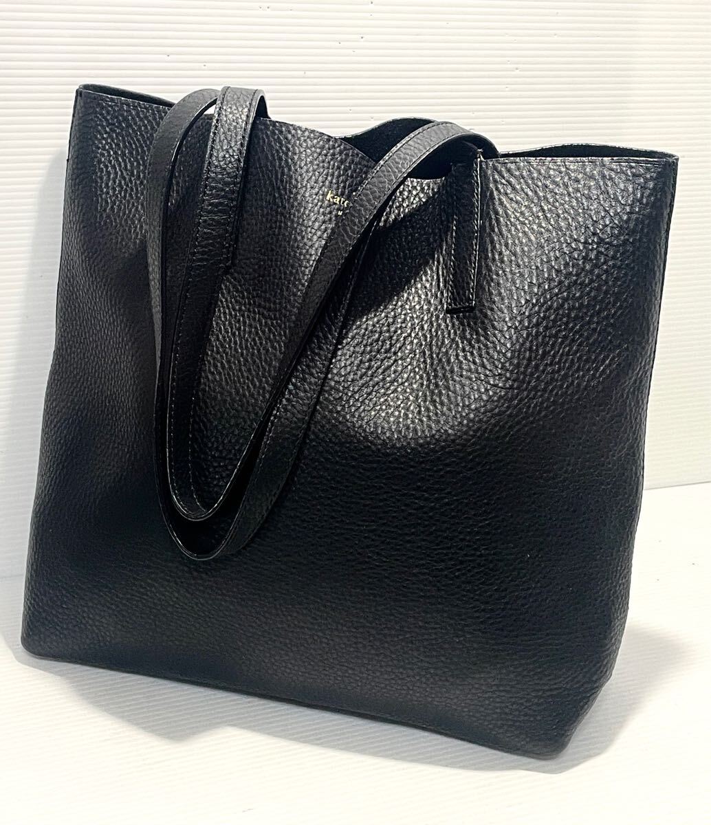 未使用に近い■ ケイトスペードニューヨーク kate spade new york トートバッグ 長めの持ち手肩掛けA4サイズ収納通学通勤 本革 黒拍卖