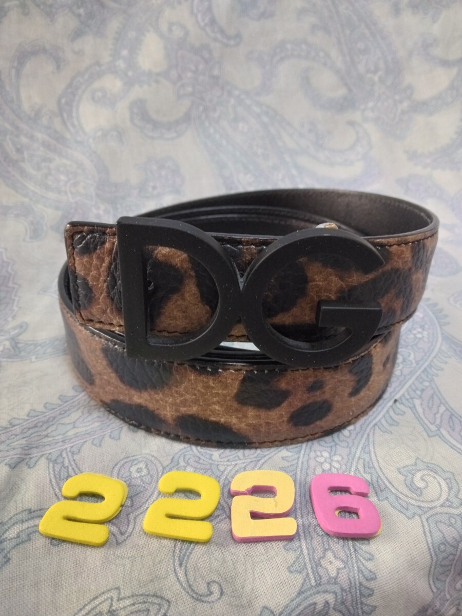 2226ドルチェ&ガッバーナの黒系DGロゴ付きバックルの豹柄レザーベルトイタリア ミラノジャパン サイズ100拍卖