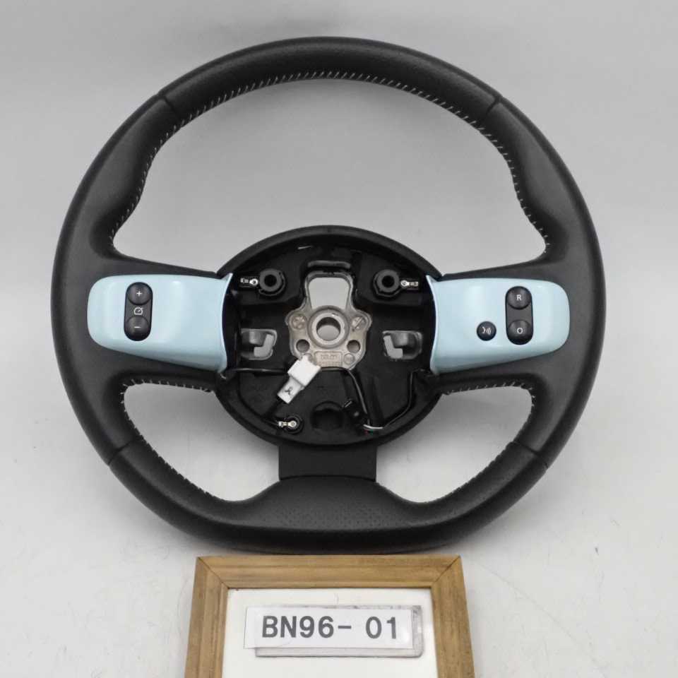 平成28年 ルノー トゥインゴ AHH4B 前期 純正 ステアリングホイール ハンドル レザー 水色 ライトブルー 中古 即決拍卖