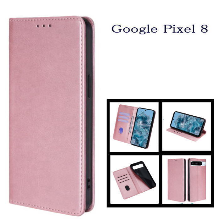 Google Pixel8  レザー手帳型ケース ピンク拍卖