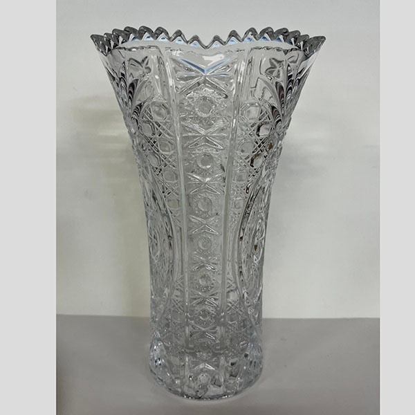 送料無料◆ レトロ ガラス製 クリスタルガラス 花瓶 花器 フラワーベース 中古品A (一部欠けあり)アンティーク 札幌市発拍卖