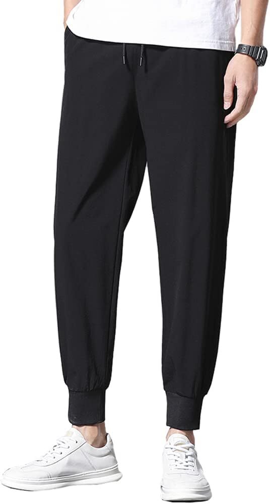 接触冷感 ズボン メンズ 夏 9分丈 ジョガーパンツ アイスシルクパンツ 2XL拍卖