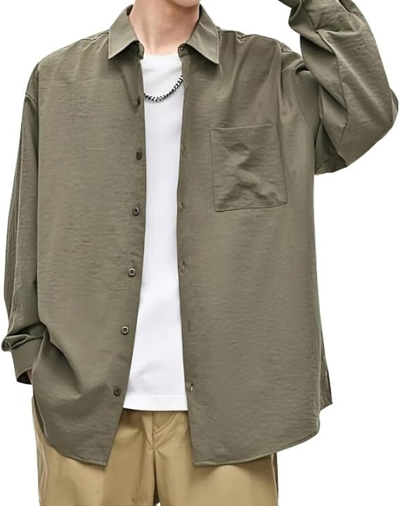 メンズ シャツ 春服秋服 長袖 無地 カジュアル XL拍卖