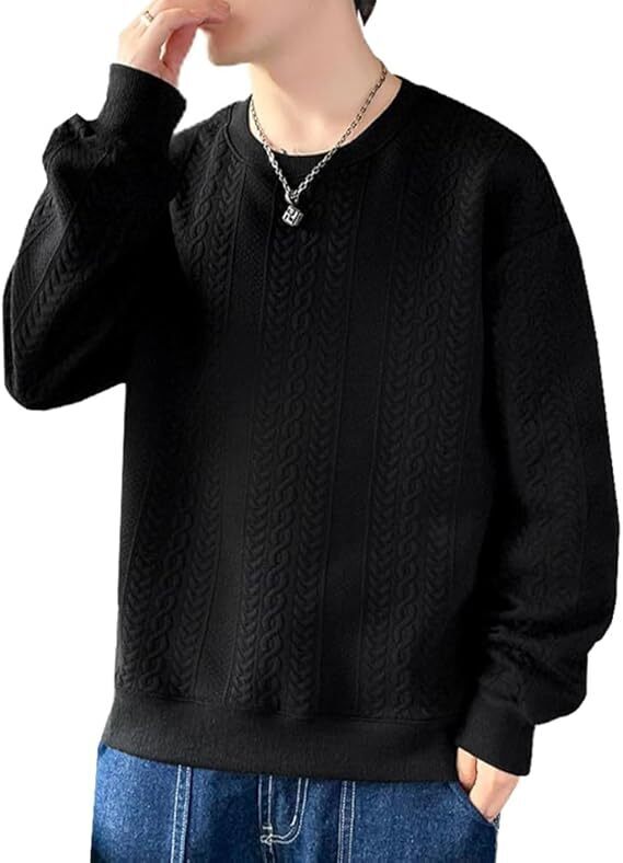 トレーナー メンズ 長袖 メンズ丸襟 Tシャツ M拍卖