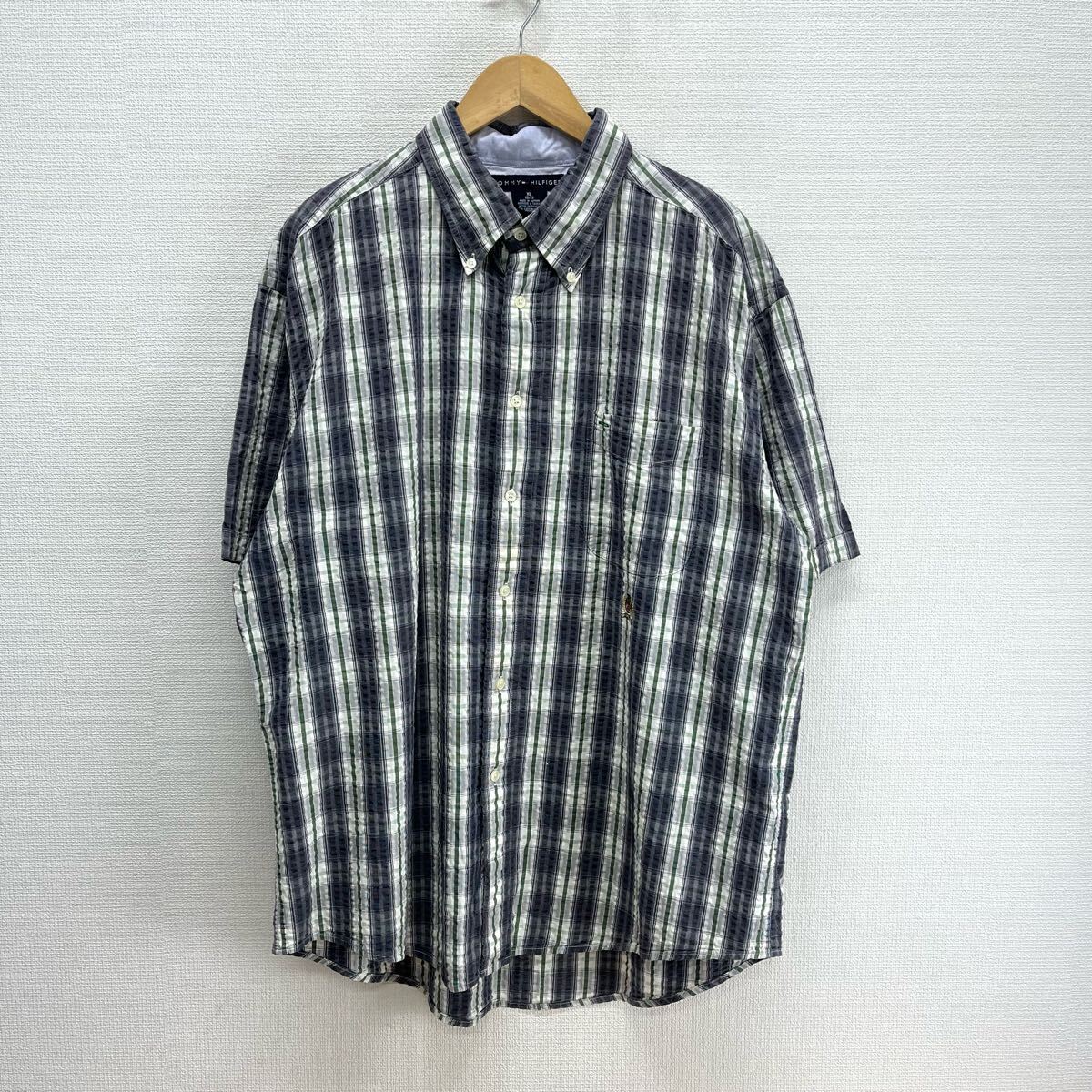 TOMMY HILFIGER トミーヒルフィガー 半袖 ボタンダウンシャツ BD チェック XL 10125337拍卖