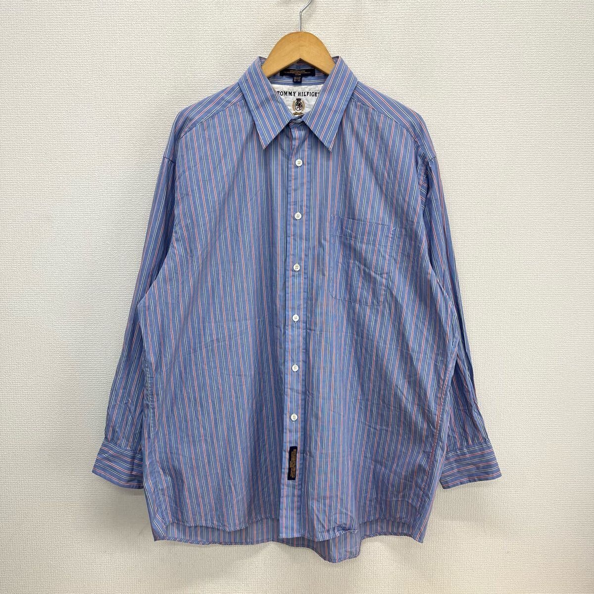 TOMMY HILFIGER トミーヒルフィガー 長袖シャツ ポケット ストライプ 16-1/2 10125312拍卖