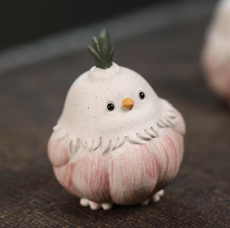 新入荷新品未使用紫砂茶 ニンニク鳥 置物 創意 手作り彫刻 小鳥 茶道具 陶器 アクセサリー拍卖