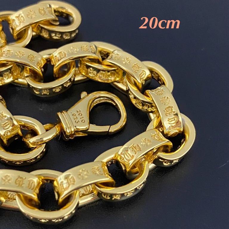 ペーパーチェーン ブレスレット ラージ LINK ゴールド チェーン 20cm 幅:8mm 太め メンズ Gold 新品 送料無料拍卖