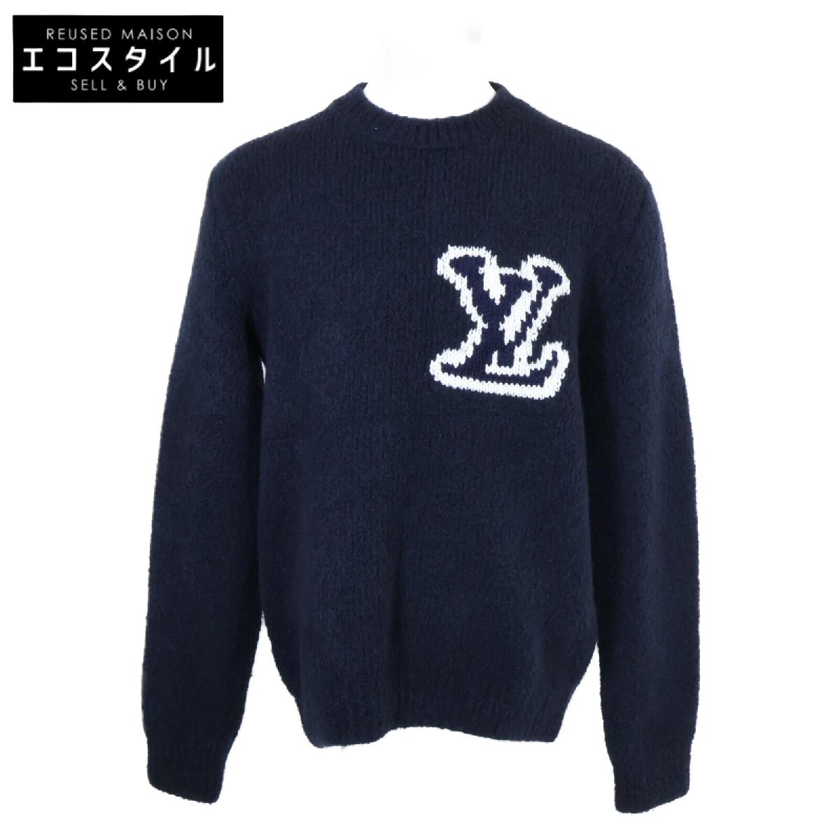 国内正規 LOUIS VUITTON ルイヴィトン RM212Q VSS HLN43W インタルシア クルーネック ニットセーター M ネイビー メンズ拍卖
