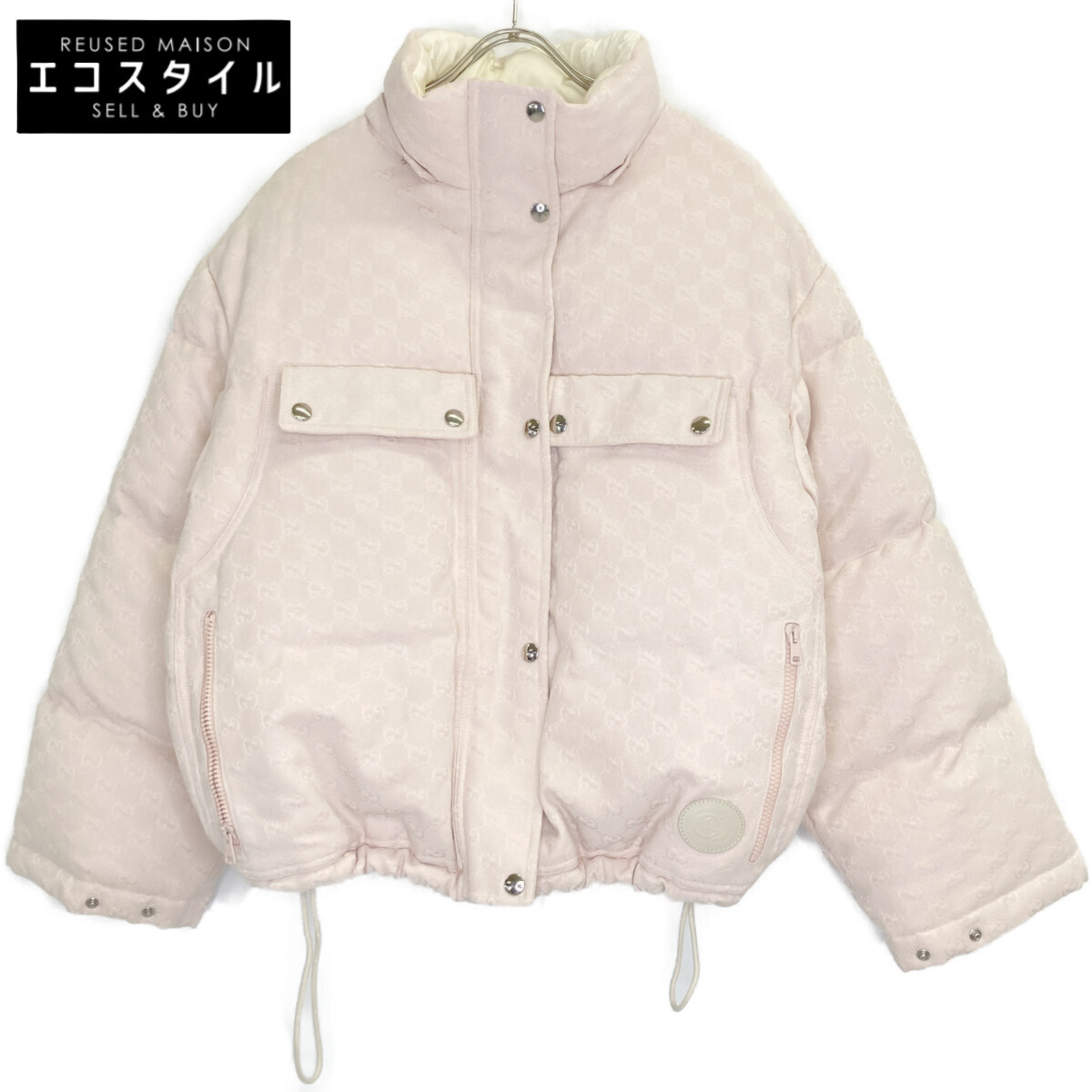 1円 GUCCI グッチ ライトピンク GGキャンバス ダウンジャケット ジャケット 40 レディース拍卖