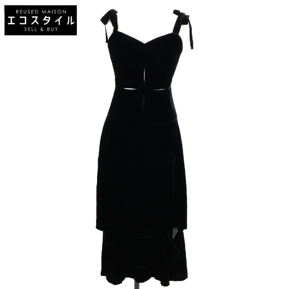 新品同様/24AW FETICO フェティコ FTC244-0803 VELVET SLIT DRESS ベルベット スリット ドレス 1 ブラック レディース拍卖