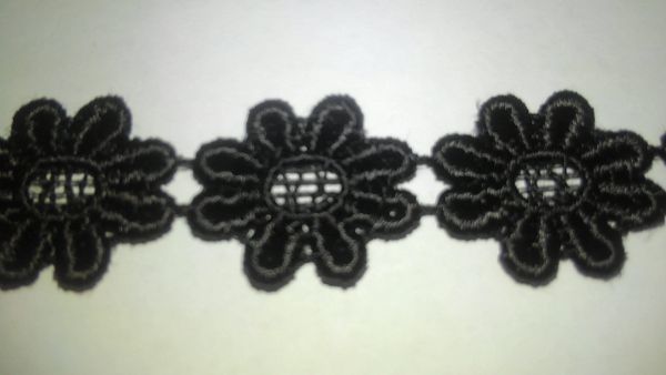 (NH022)人気の定番柄!黒の小花ケミカルレース(1m~)拍卖