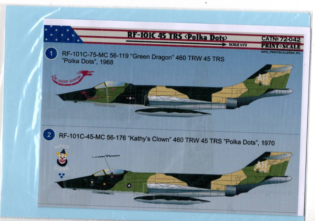 1/72 Print Scaleプリントスケールデカール 72-042 RF-101C 45 TRS "Polka Dots"拍卖
