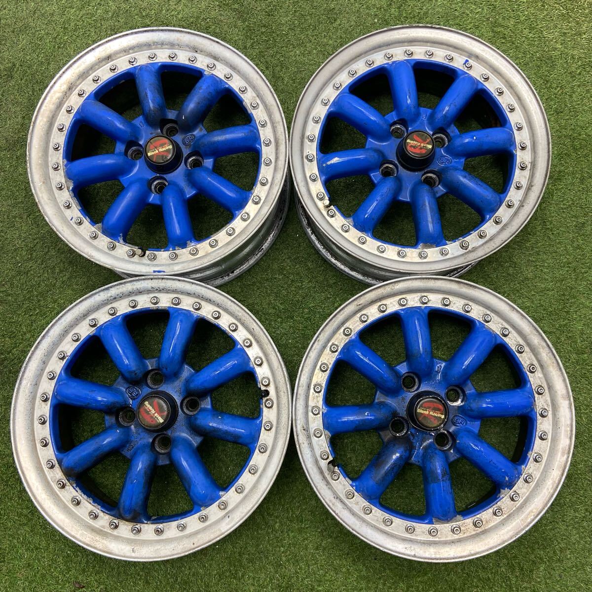 【0935】15インチ 6.5J BR BLACK RACING ブラックレーシング 15×6.5J ET32 PCD100 4穴 ハブ径60 中古アルミホイール4本拍卖