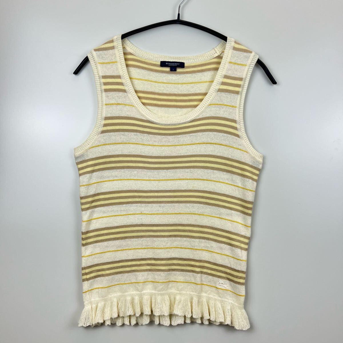 BURBERRY LONDON 00s y2k knit frill tank top border 1 バーバリー ロンドン ボーダー フリル タンクトップ 平成 山陽商会拍卖