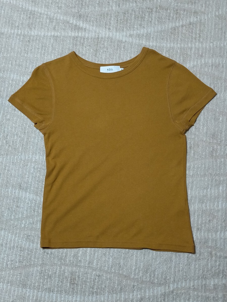 ◆送料無料 AZUL BY MOUSSY アズールバイマウジー 茶系 無地 Tシャツ◆サイズS拍卖