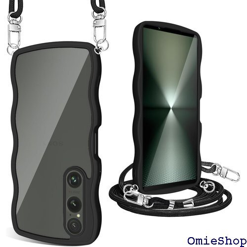 Xperia 1 VI ケース クリア ショルダー エ 量 ストラップ付き 取り外し可能 長さ調整可能 ブラック 1925拍卖