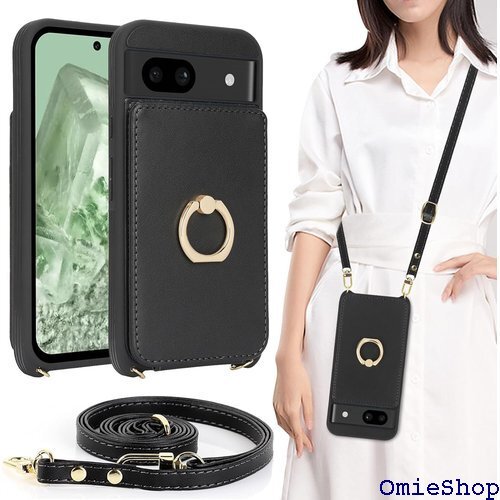 Google Pixel 8a ケース ショルダー リ カードケース スタンド 斜め掛け 携帯カバー ブラック 2636拍卖