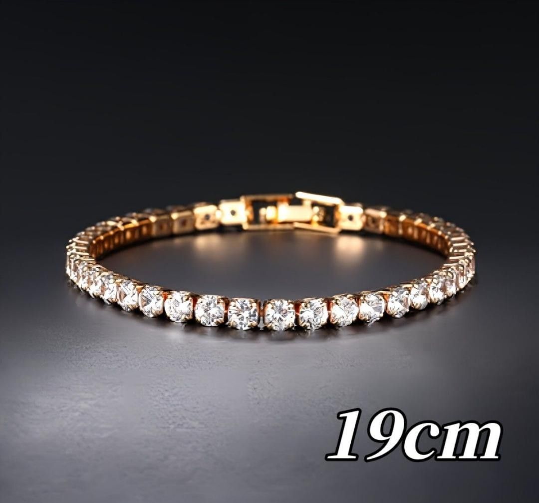 ブレスレット テニス ヒップホップ 19 クリスタル ゴールド 拍卖