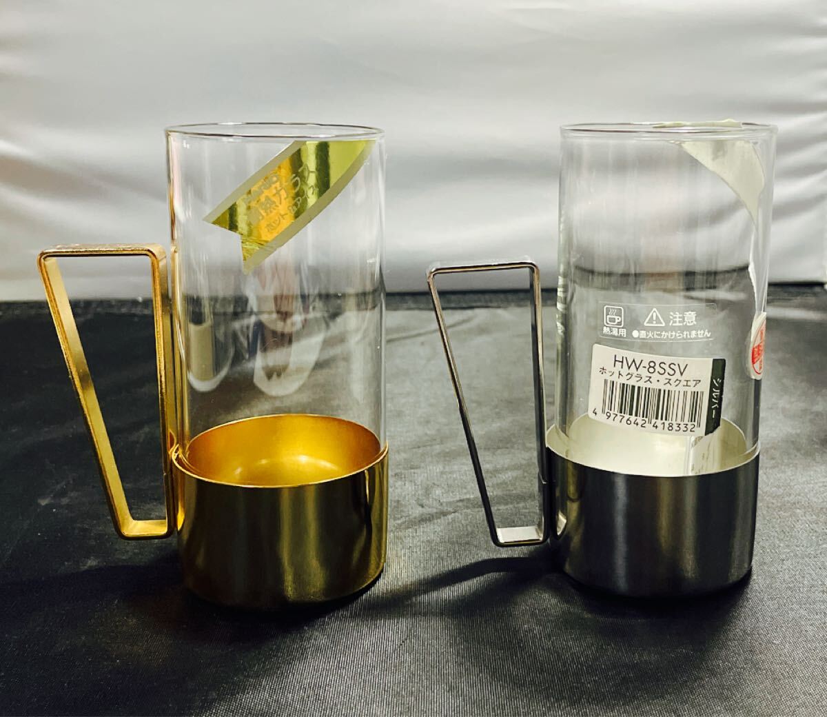未使用品 HARIO ICE&HOT DRINK GLASS ペアスクエアゴールド*シルバー拍卖