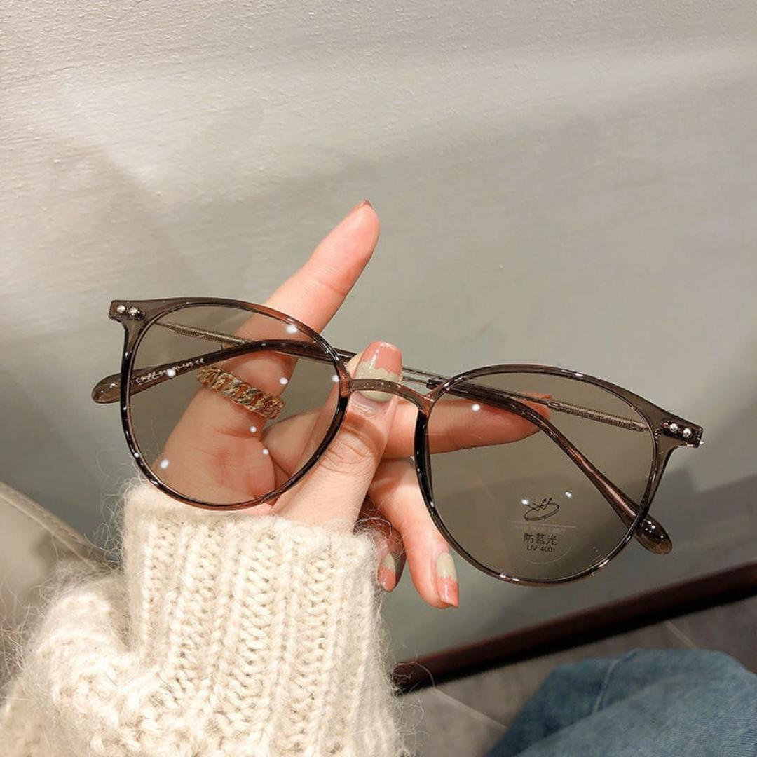 モカ 調光 サングラス 伊達メガネ ボストン ブルーライトカット拍卖