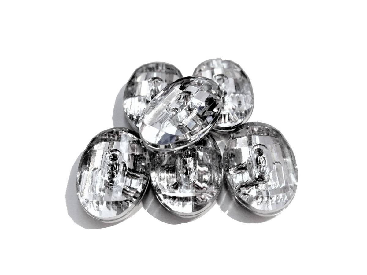 手芸 和洋裁用釦 ビジューボタン 透明 クリア クリスタル楕円形ボタン(17mm7個入り)ys716-to拍卖