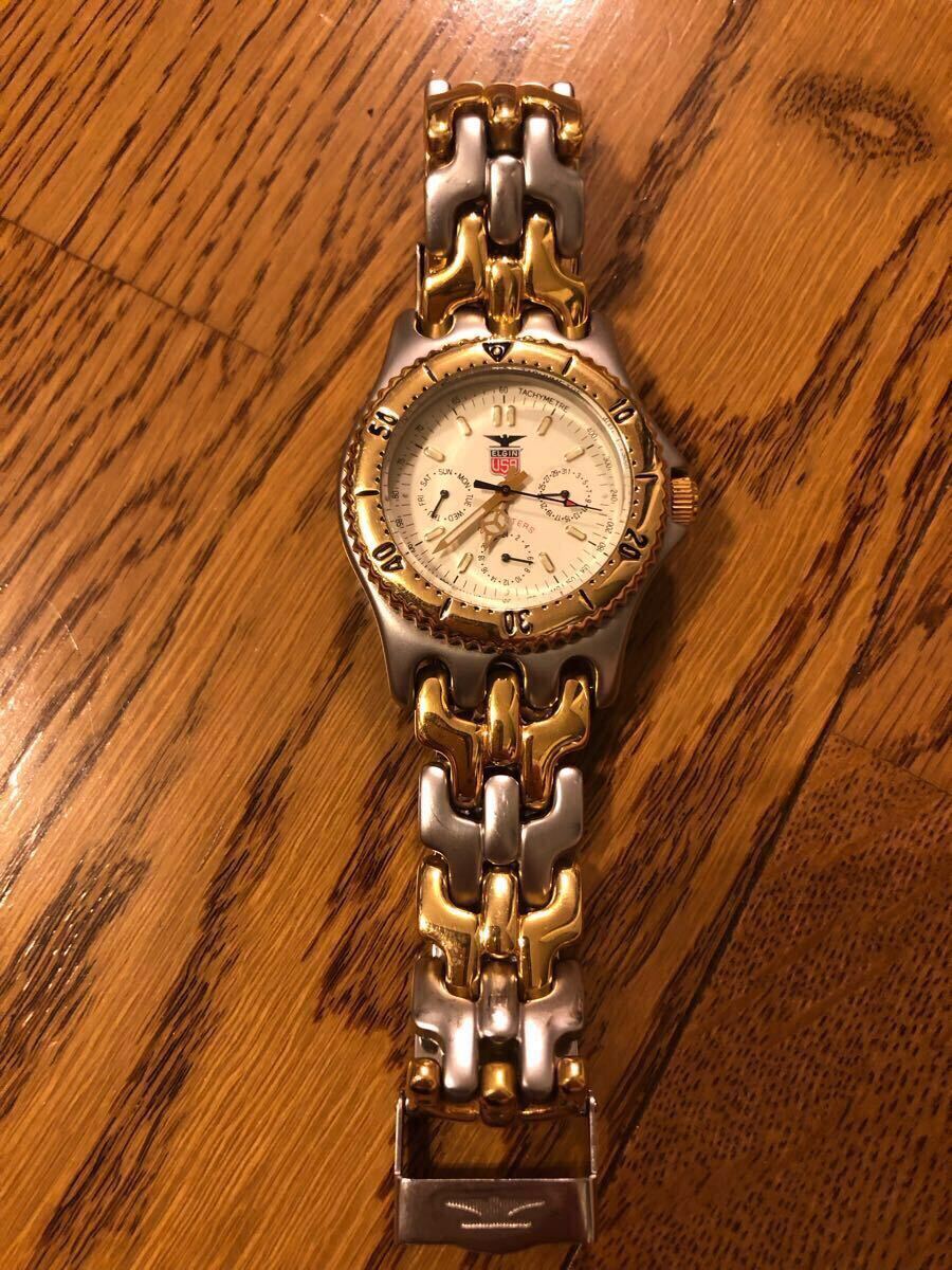 エルジン 腕時計 クォーツ ゴールド&シルバー 稼動品 美品拍卖