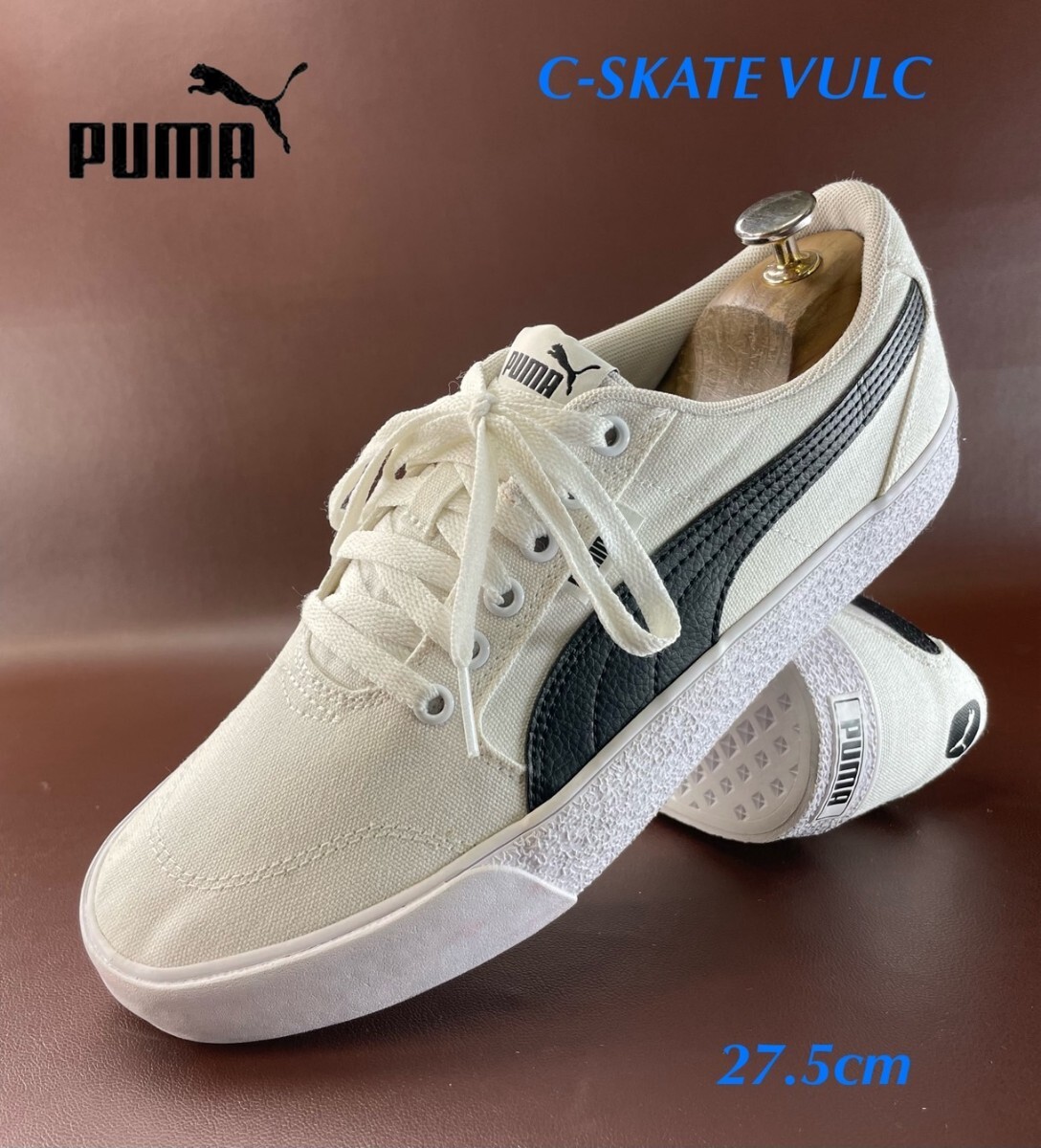 名機降臨!名作ステッチキャップデザイン!プーマ【Cスケートバルク】スニーカ/スケートシューズ!ホワイト×ブラック 27.5cm/UK8.5拍卖