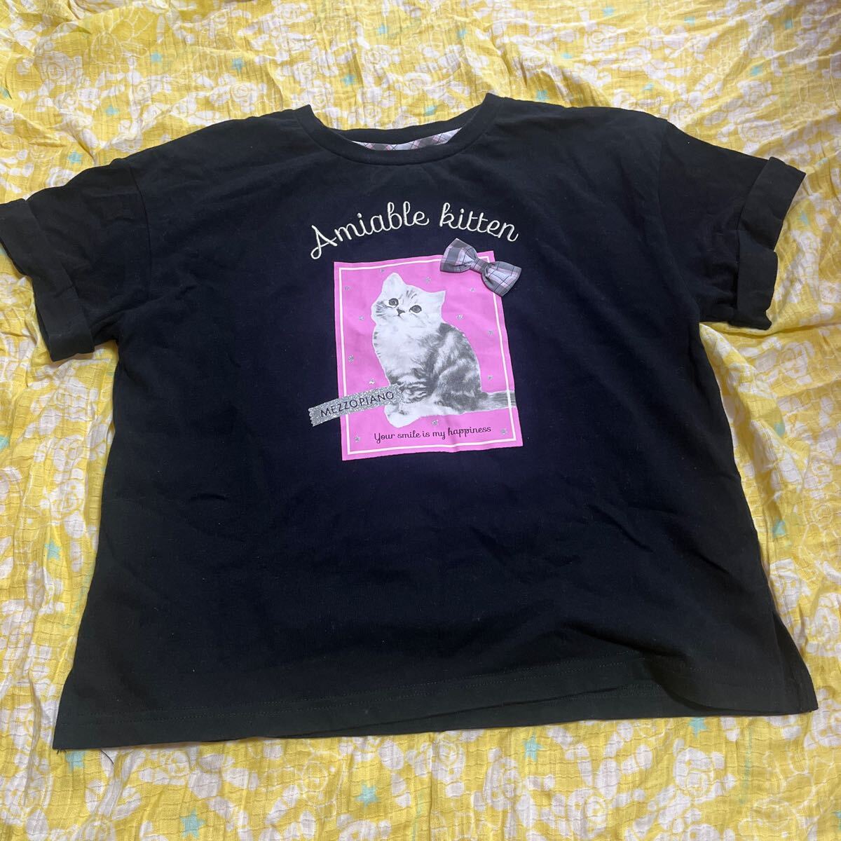 メゾピアノ 子猫プリント 半袖Tシャツ 150拍卖