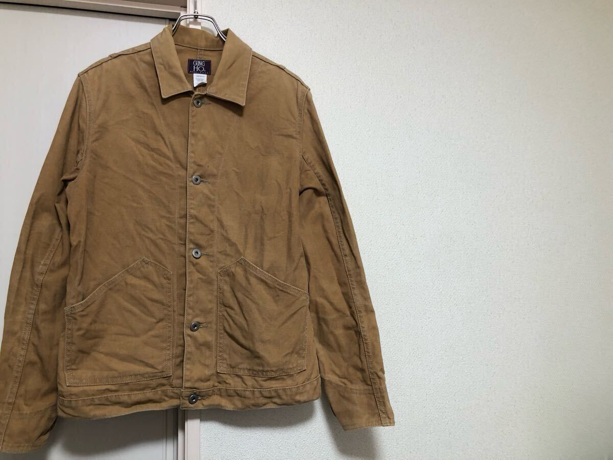 オールドMADE IN USAアメリカ製GUNG HOガンホーダックショート丈カバーオールsize Lアジャスター付属拍卖