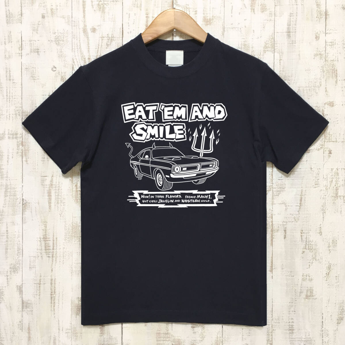 ■STREET DEMON Tシャツ■Lサイズ(ネイビーxホワイト)アメリカ アメ車 ダッジ デ-モン モパ- MOPAR DODGE 拍卖