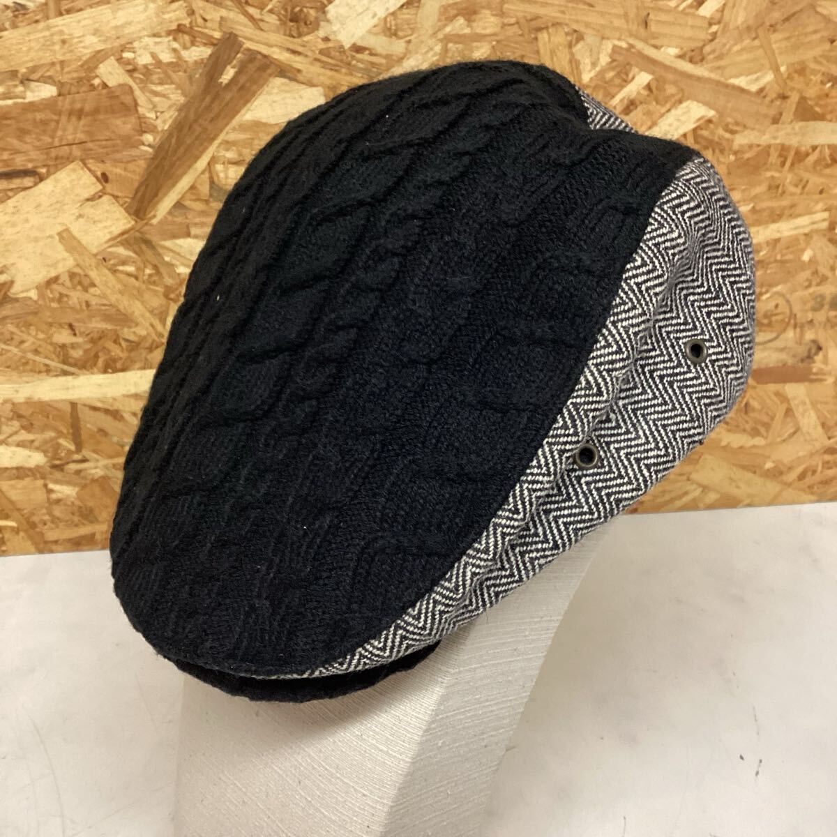 ブラック ケーブル編み キャスケット ハンチング オシャレ メンズ (の80)拍卖