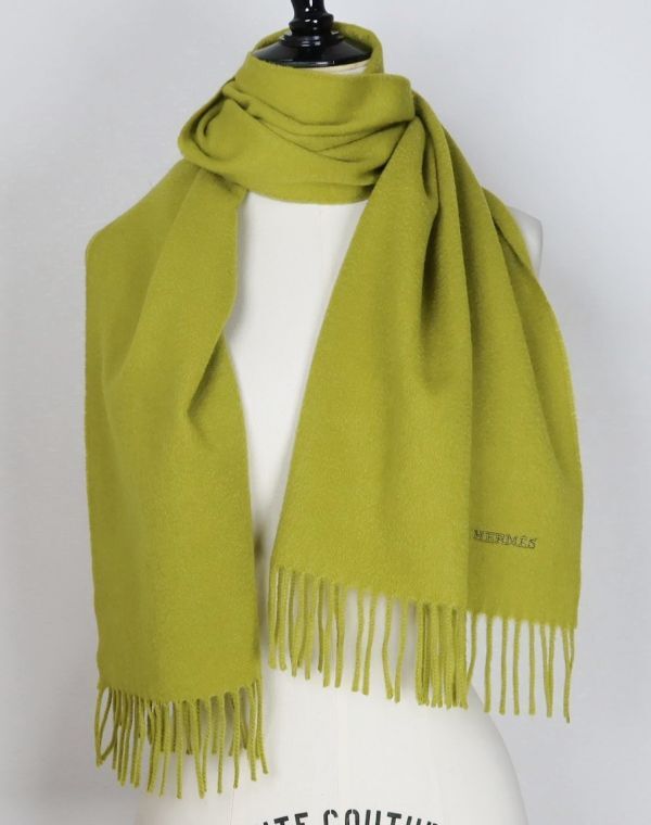 HERMES cashemere scarf エルメス カシミヤ ストール マフラー スコットランド製 b9555拍卖