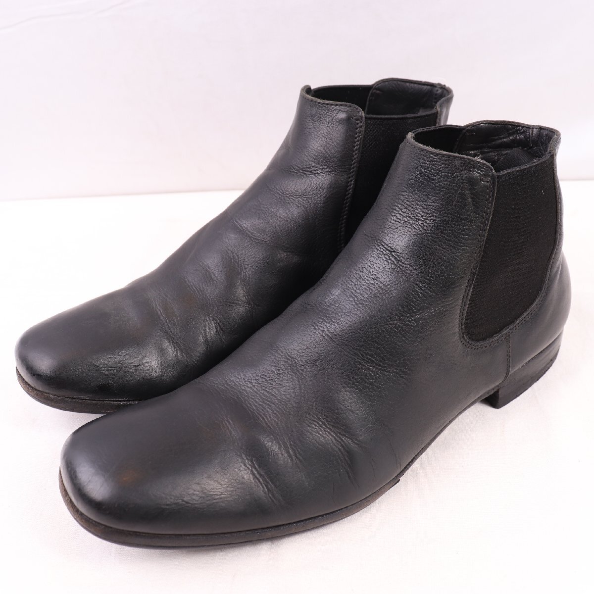 イタリア製 プラダ 7 1/2 / 実寸 26.5cm 位 チェルシーブーツ サイドゴア ブラック 黒 PRADA ITALY メンズ 中古 古着 ds5320拍卖