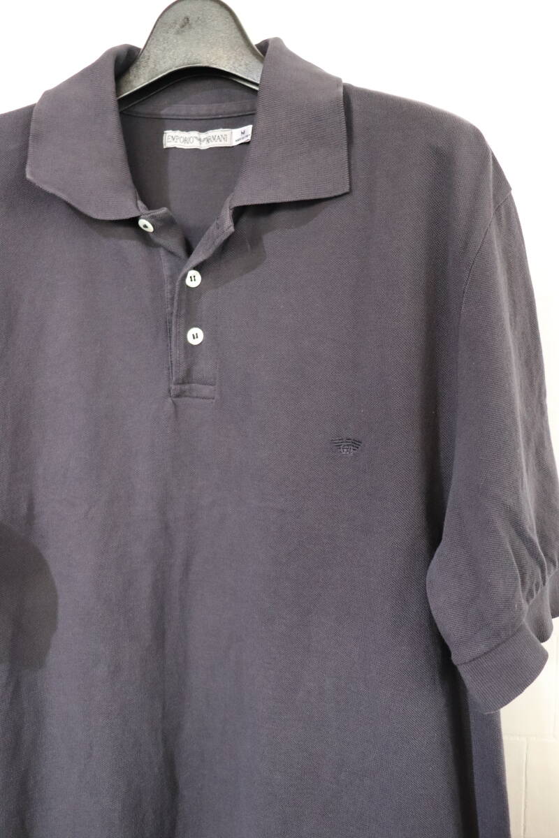 2000年代初頭 即決 EMPORIO ARMANI エンポリオアルマーニ イタリア製 Simin T spa社製造 胸刺繍入り 半袖鹿の子ポロシャツ メンズ M拍卖