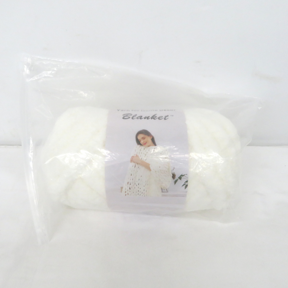 毛糸 ブランケット用 超極太毛糸 250g玉巻 約21m ホワイト ポリエステル シェニールヤーン 未使用品拍卖