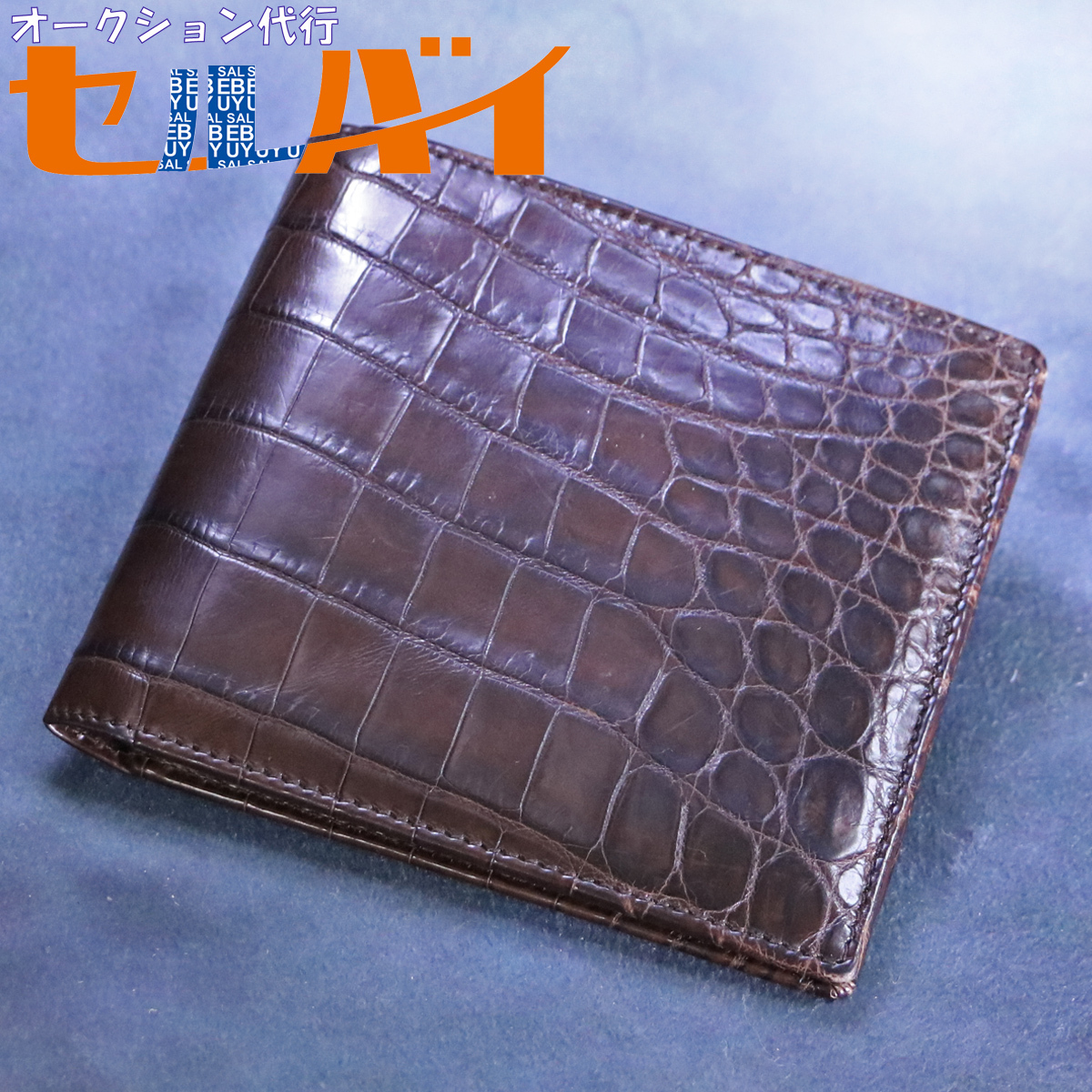 本物 美品 ロエベ 最高級クロコダイルレザー メンズウォレット 総ワニ革 クロコレザー二つ折り財布 札入れ カードケース LOEWE拍卖