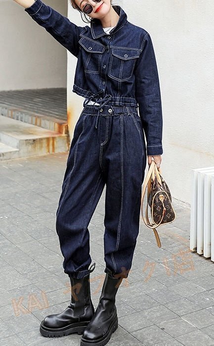 新品 デニム素材セットアップジージャン&ジョガーデニム 大きいサイズ かっこいい2点セット拍卖