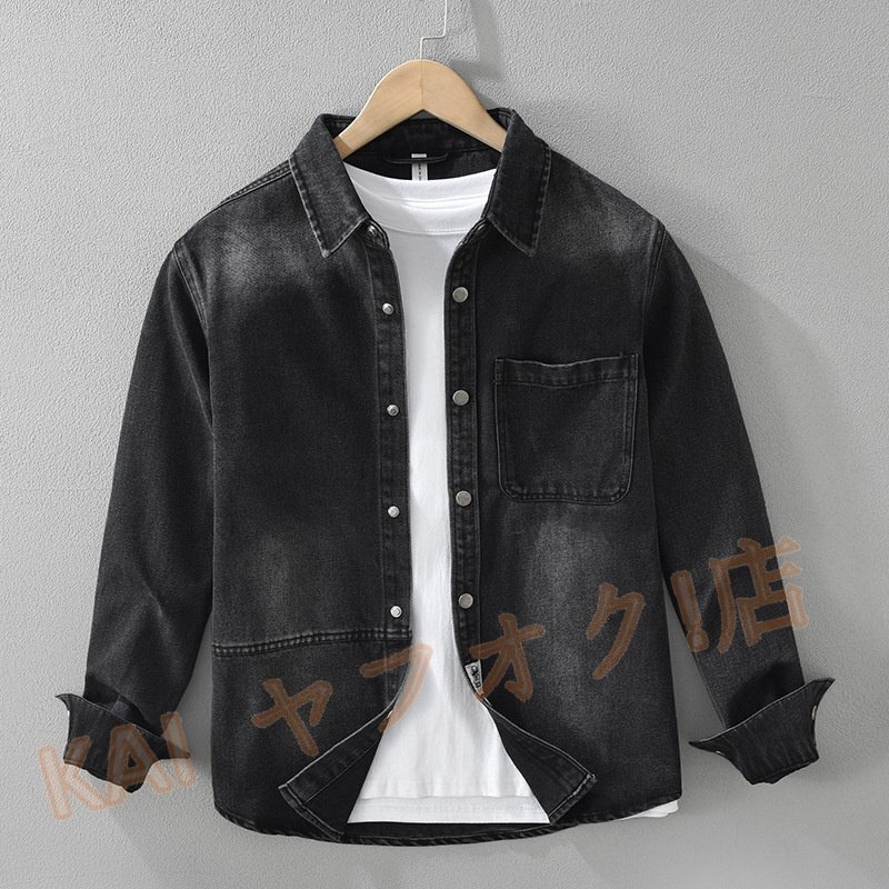 新品 デニムシャツ ウエスタンシャツ *メンズ 長袖シャツ シャツジャケット カジュアル トップス黒 サイズ選択可拍卖
