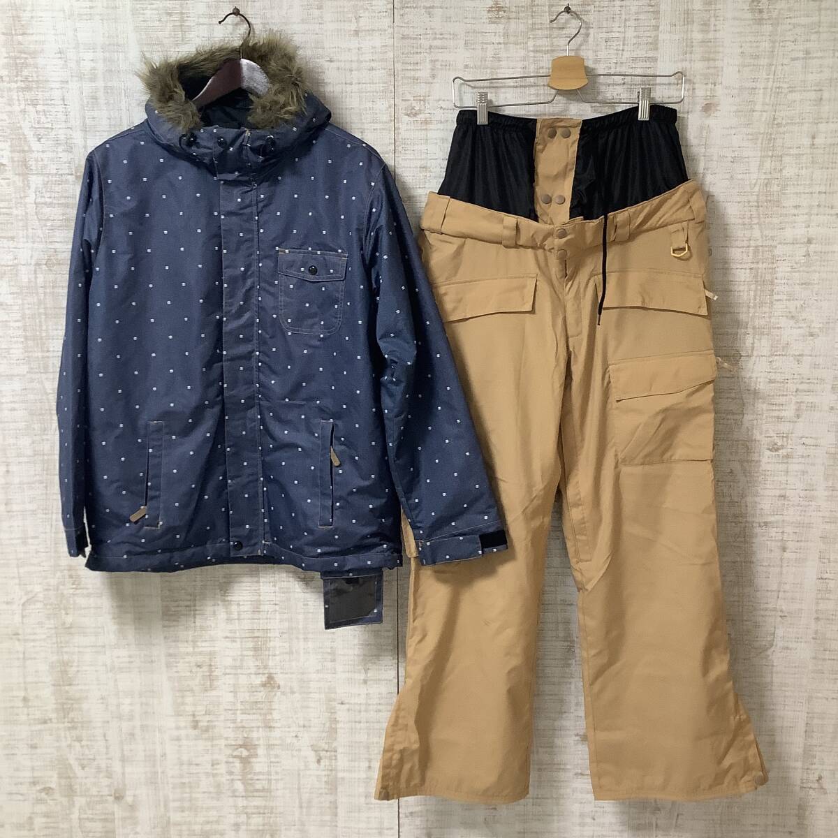 B-41◇cider | サイダー スノーボードウェア ジャケット パンツ セットアップ ブルー系 ブラウン系 サイズ上下共にM拍卖