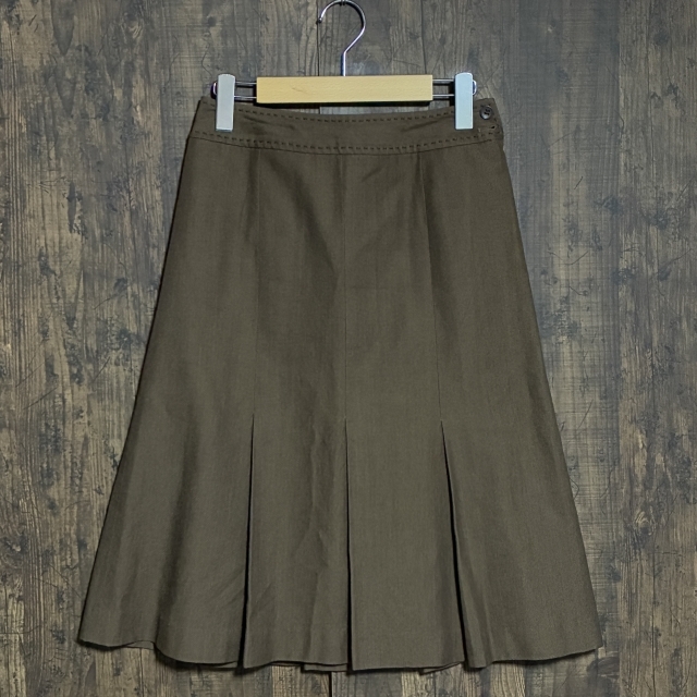A382◇NEWYORKER | ニューヨーカー プリーツスカート ブラウン レディース 64-91サイズ 中古品拍卖