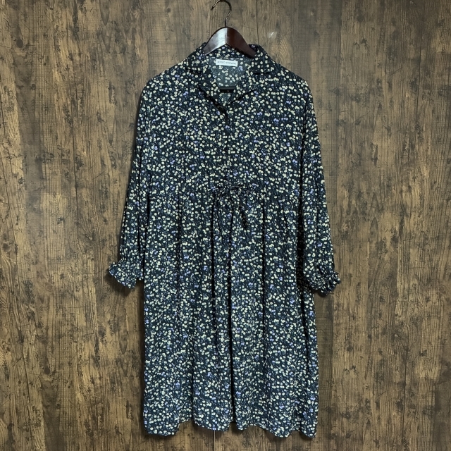 A370◇RODEO CROWNS | ロデオクラウンズ 花柄ワンピース ブラック×マルチカラー レディース FREEサイズ 中古品拍卖