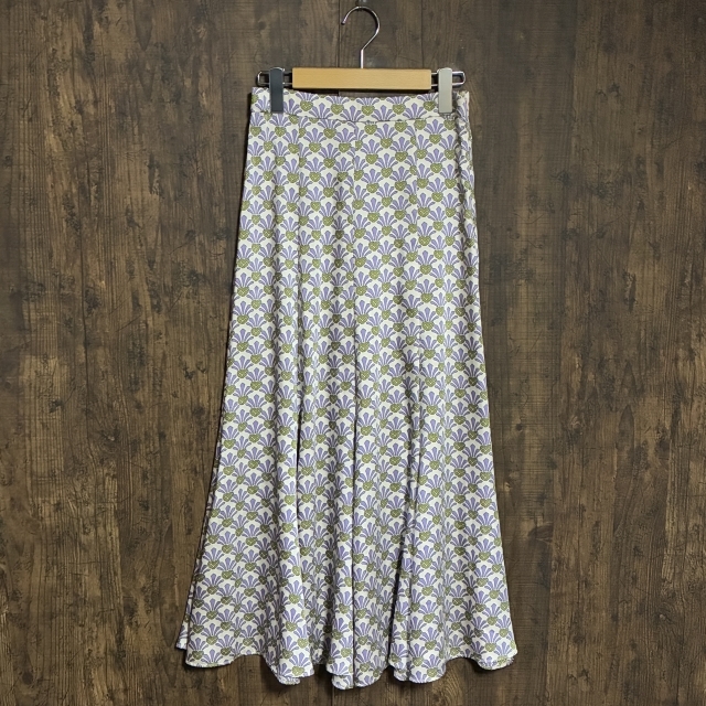 A363◇ZARA | ザラ 総柄ロングスカート オフホワイト×ラベンダー×グリーン レディース XSサイズ 中古品拍卖